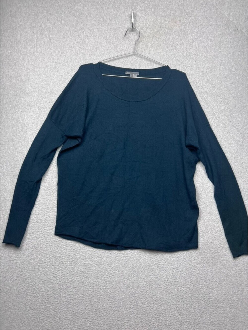 Vince Wool Cashmere Sweater Womens L Navy Blue Scoop Neck Pullover Quiet Luxury